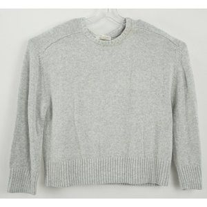 Treasure & Bond Women's Medium Gray Knit Cotton Blend Ribbed Crewneck Sweater